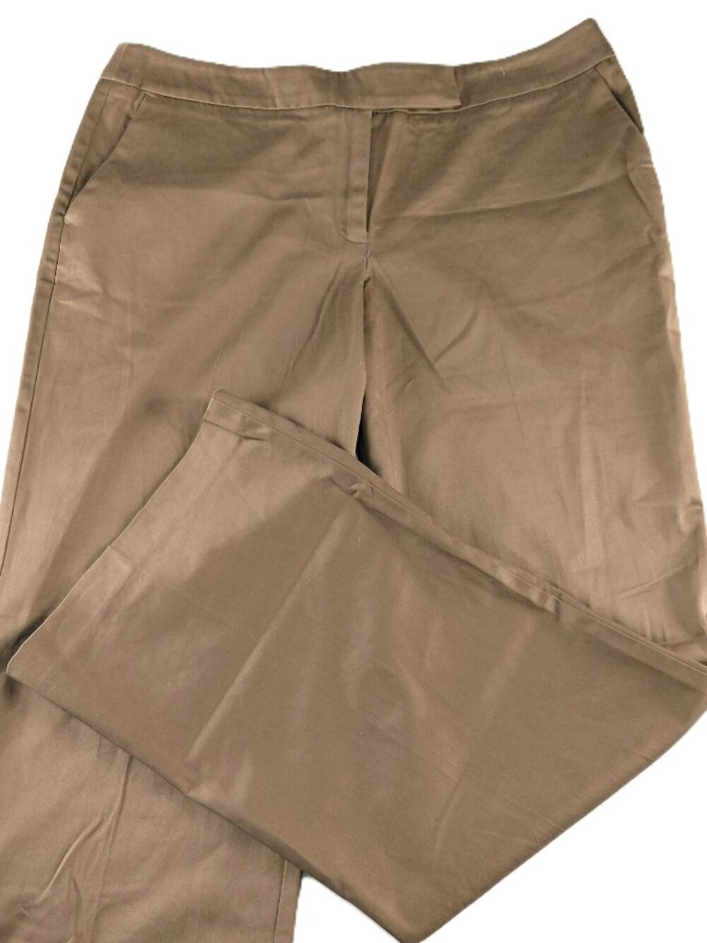 New York & Company Wide Leg Trouser Pant Women's 16 Brown High Rise Chino